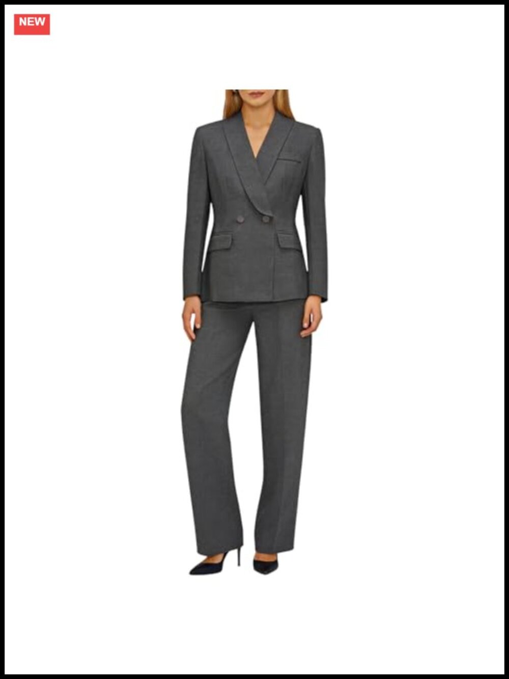 Women's 2 Piece Suit Set Double Breasted Blazer Pantsuit Business